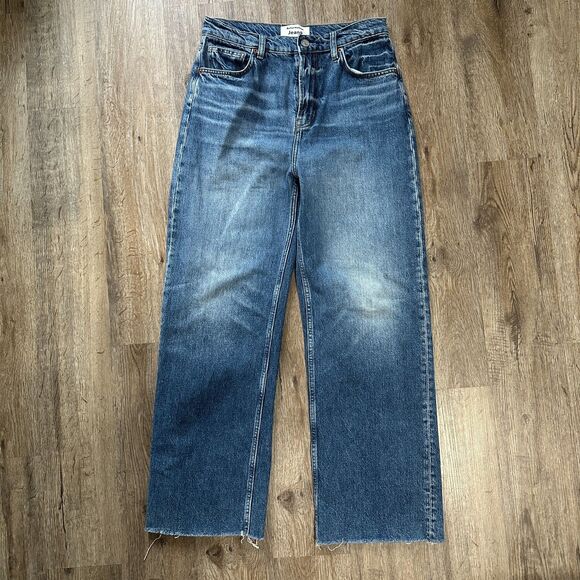 Reformation Denim - Reformation Wilder High Rise Wide Leg Crop Jeans Size 28 Denim Medium Wash